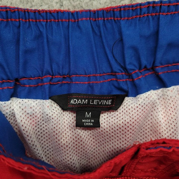 Adam Levine shorts mens Medium Red American swim trunks lined draw string - Picture 6 of 9